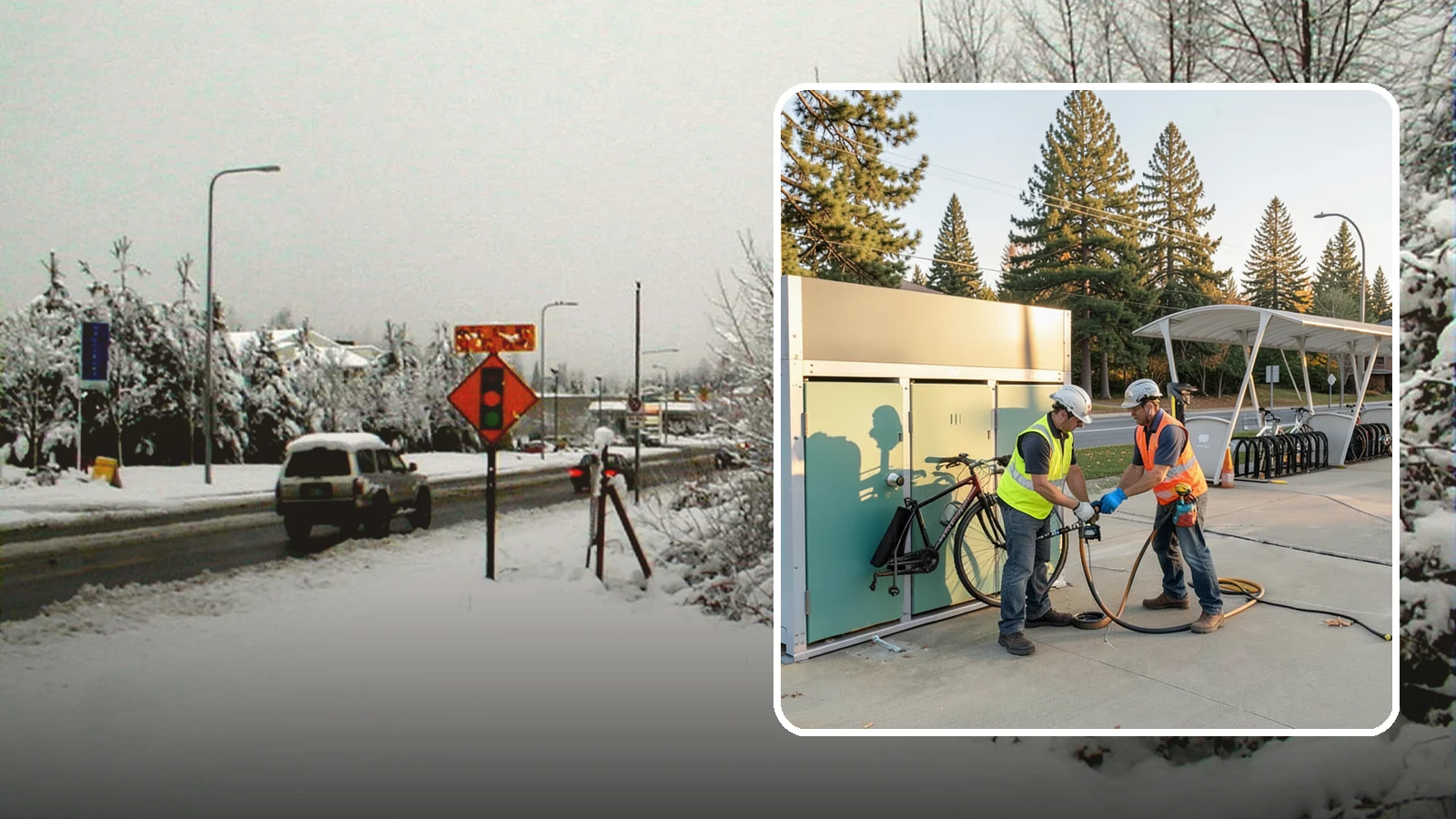 Bike Repair Station Installation in Newcastle, King County, WA - Installation of public bike repair stations and pumps supporting active transportation and trail connectivity.