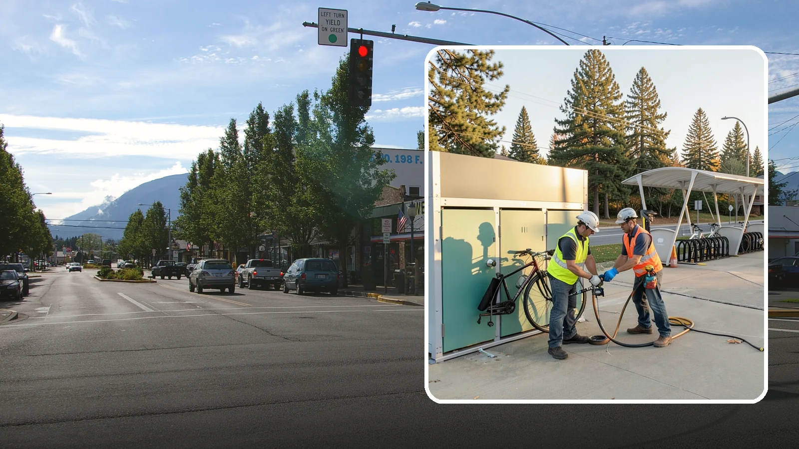 Bike Repair Station Installation in North Bend, King County, WA - Installation of public bike repair stations and pumps supporting active transportation and trail connectivity.