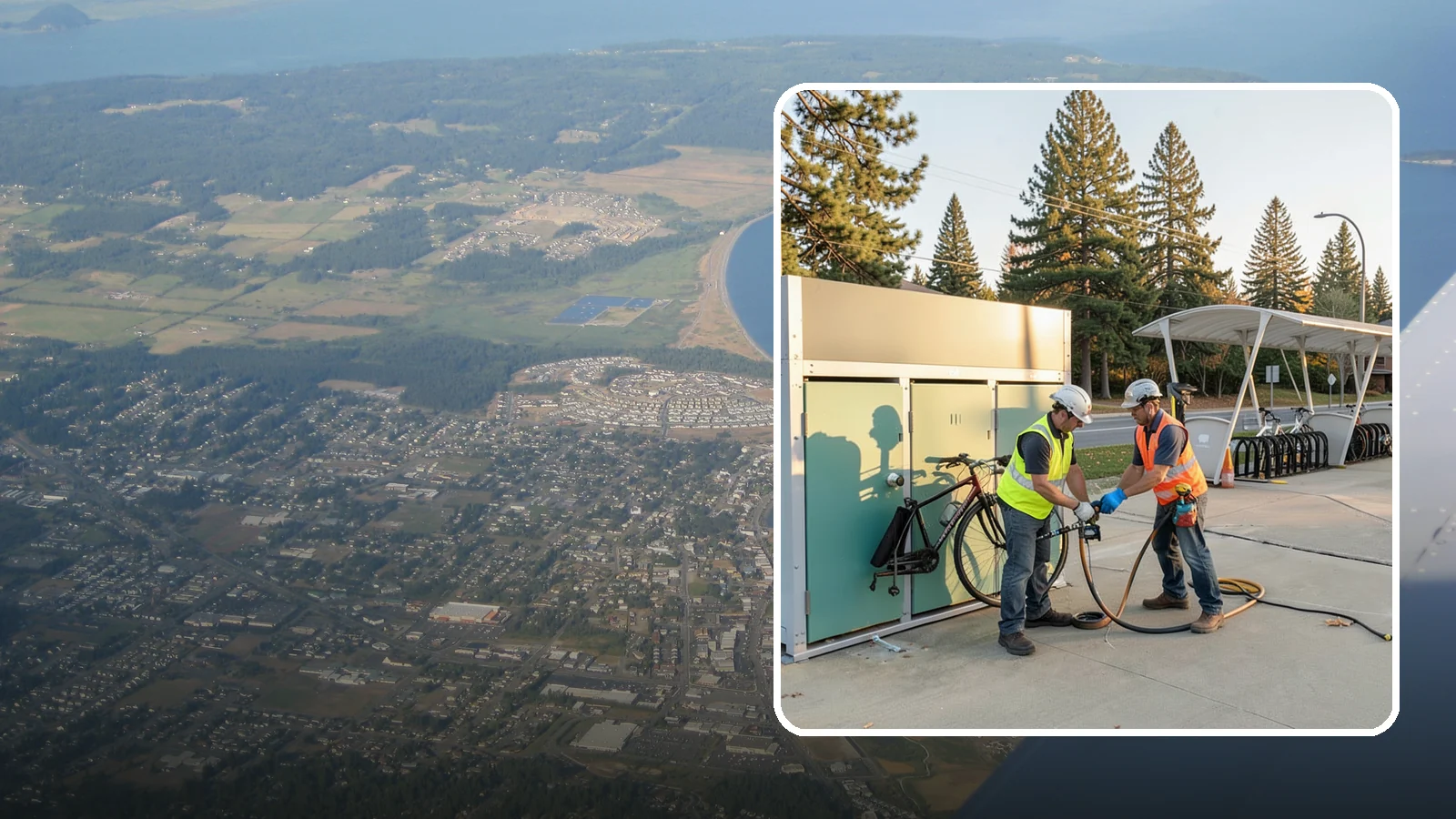 Bike Repair Station Installation in Oak Harbor, Island County, WA - Installation of public bike repair stations and pumps supporting active transportation and trail connectivity.