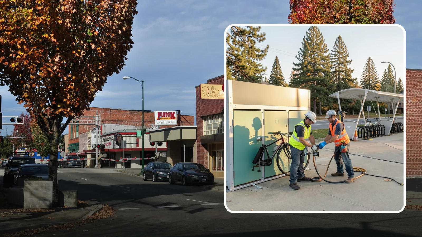 Bike Repair Station Installation in Puyallup, Pierce County, WA - Installation of public bike repair stations and pumps supporting active transportation and trail connectivity.