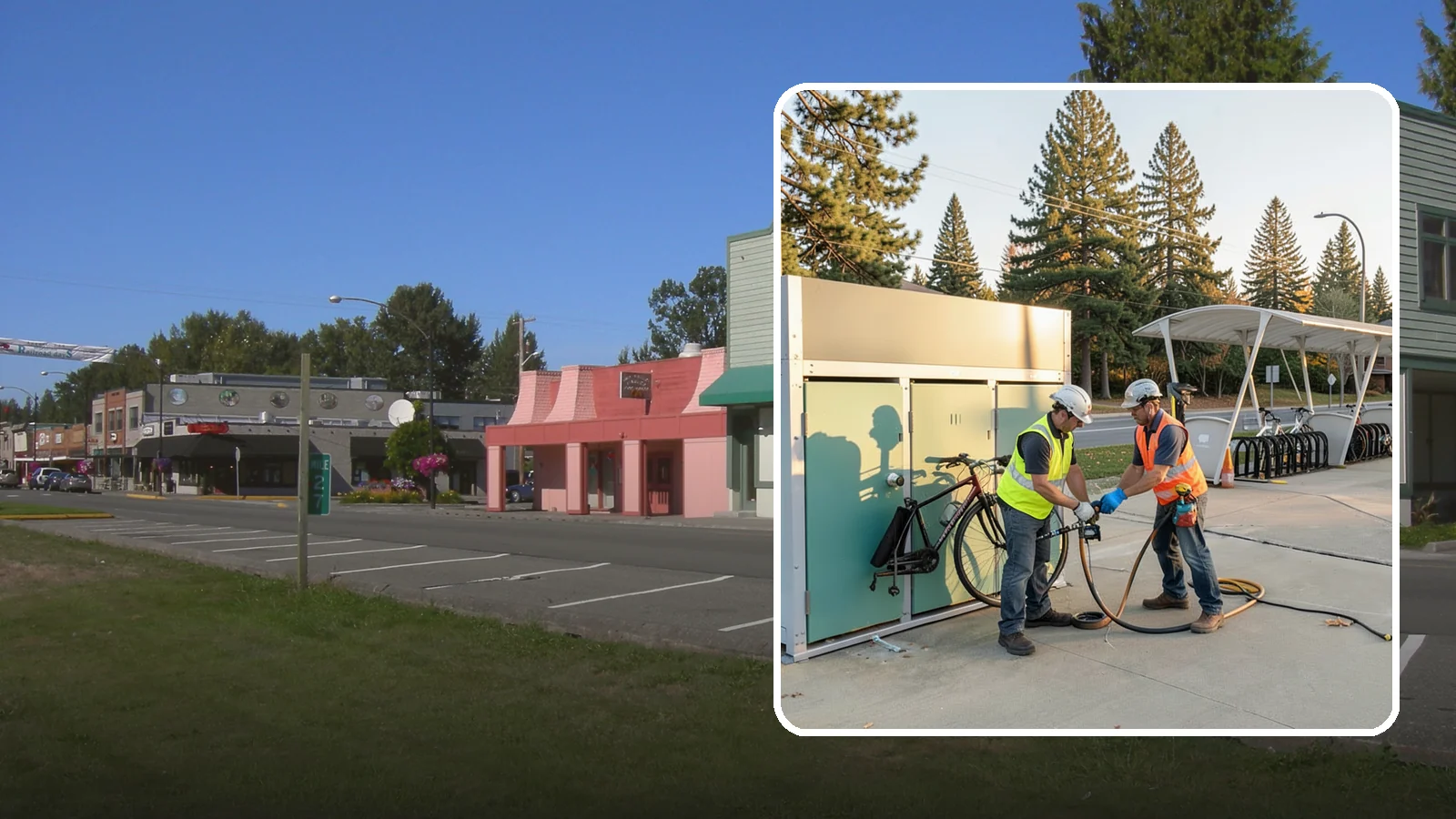 Bike Repair Station Installation in Snoqualmie, King County, WA - Installation of public bike repair stations and pumps supporting active transportation and trail connectivity.