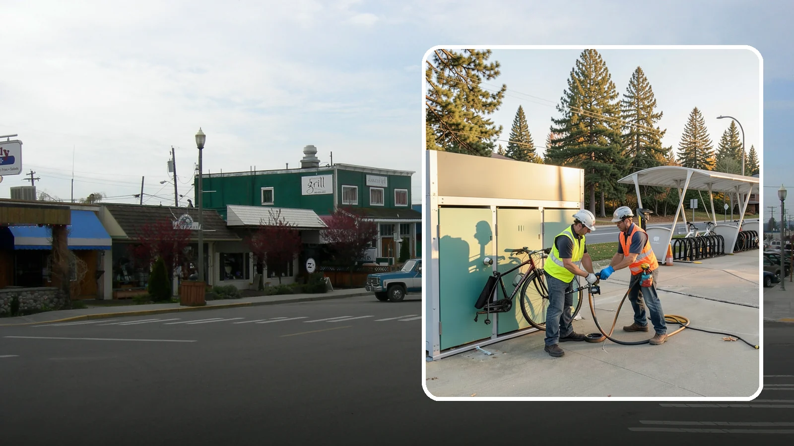 Bike Repair Station Installation in Stanwood, Snohomish County, WA - Installation of public bike repair stations and pumps supporting active transportation and trail connectivity.