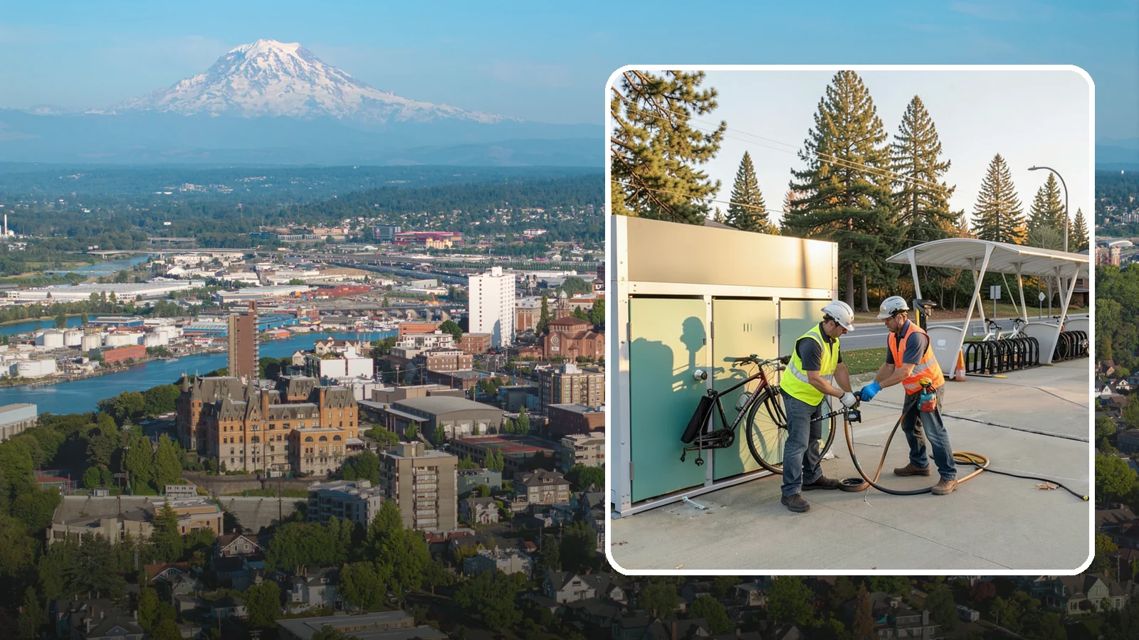Bike Repair Station Installation in Tacoma, Pierce County, WA - Installation of public bike repair stations and pumps supporting active transportation and trail connectivity.