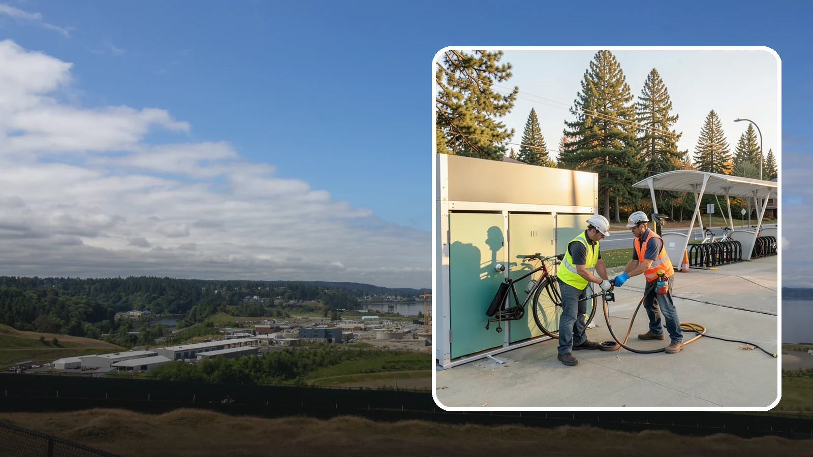 Bike Repair Station Installation in University Place, Pierce County, WA - Installation of public bike repair stations and pumps supporting active transportation and trail connectivity.
