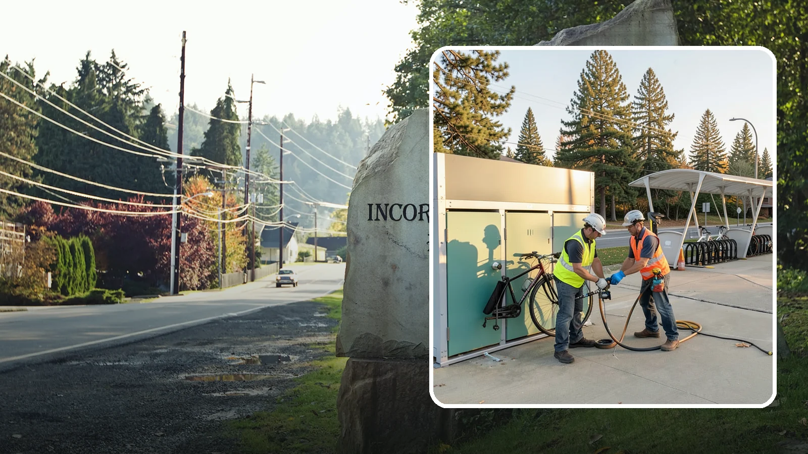 Bike Repair Station Installation in Wilkeson, Pierce County, WA - Installation of public bike repair stations and pumps supporting active transportation and trail connectivity.