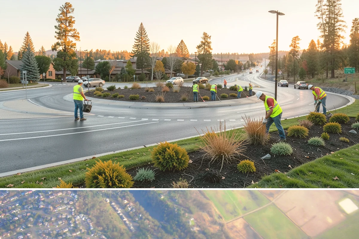 Bioswale Maintenance in Algona, King County, WA - Major vegetation work is best done in late spring and summer, while inspections continue through the wet season to catch flow...