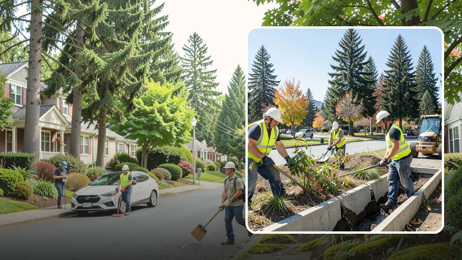 Bioswale Maintenance in Beaux Arts Village, King County, WA - Vegetation and sediment management that keeps bioswales treating runoff as designed.