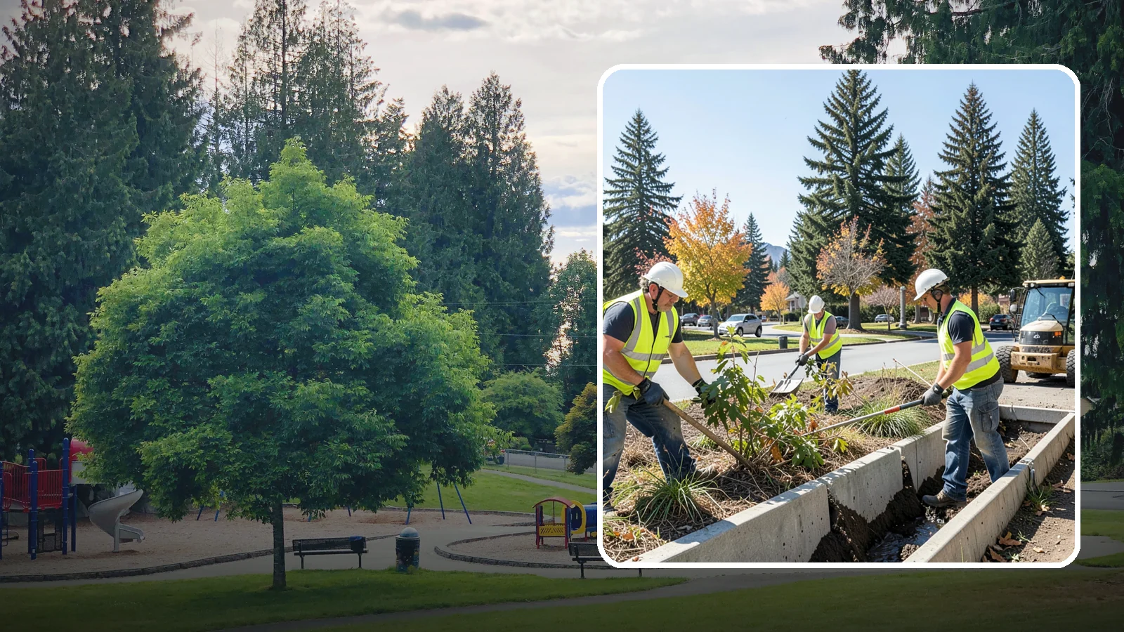 Bioswale Maintenance in Bonney Lake, Pierce County, WA - Vegetation and sediment management that keeps bioswales treating runoff as designed.