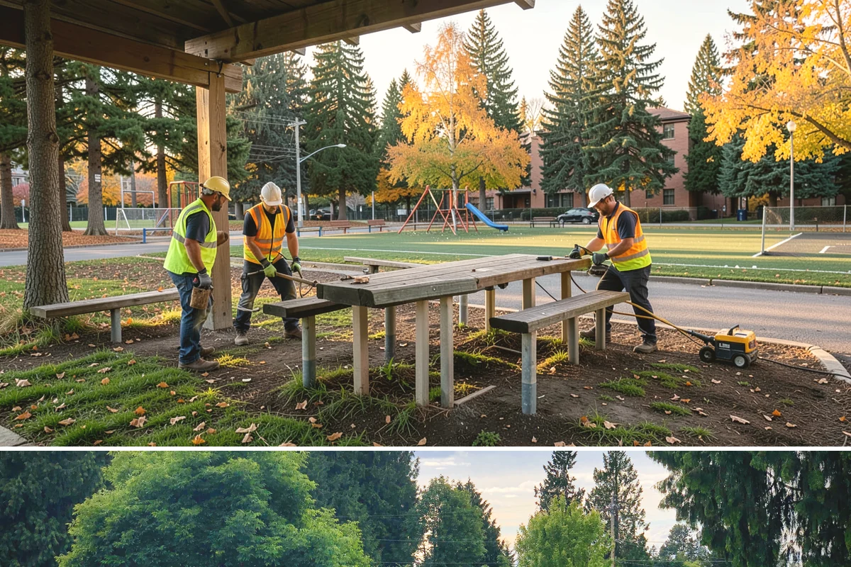 Bioswale Maintenance in Bonney Lake, Pierce County, WA - Major vegetation work is best done in late spring and summer, while inspections continue through the wet season to catch flow...
