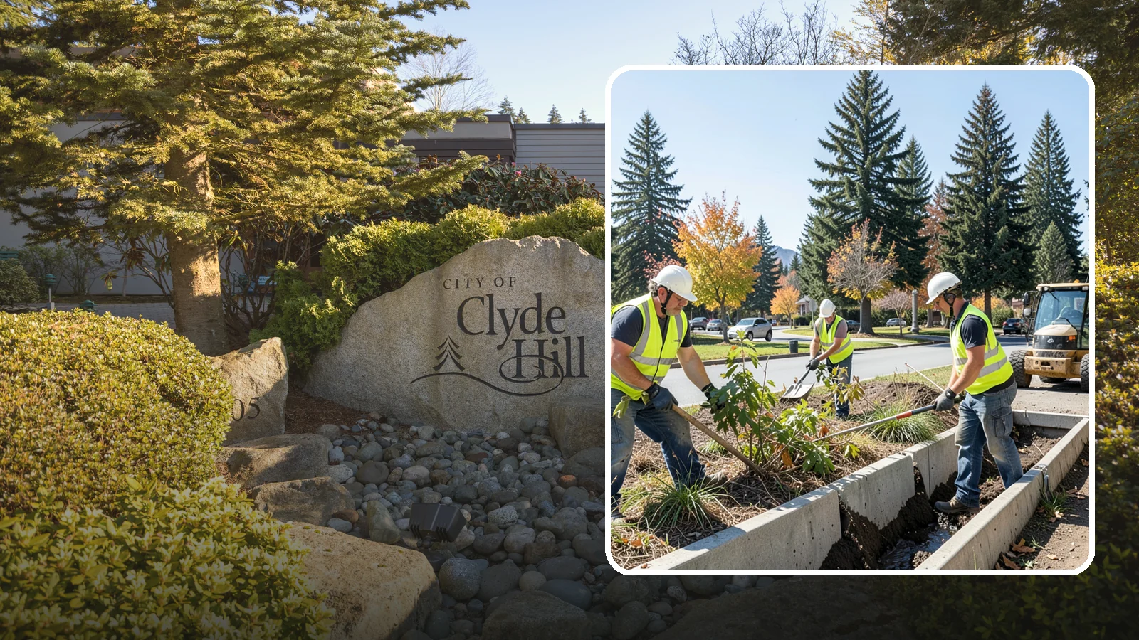 Bioswale Maintenance in Clyde Hill, King County, WA - Vegetation and sediment management that keeps bioswales treating runoff as designed.