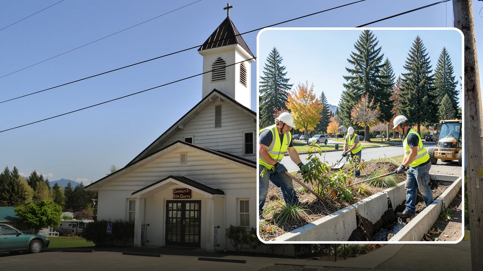 Bioswale Maintenance in Concrete, Skagit County, WA - Vegetation and sediment management that keeps bioswales treating runoff as designed.