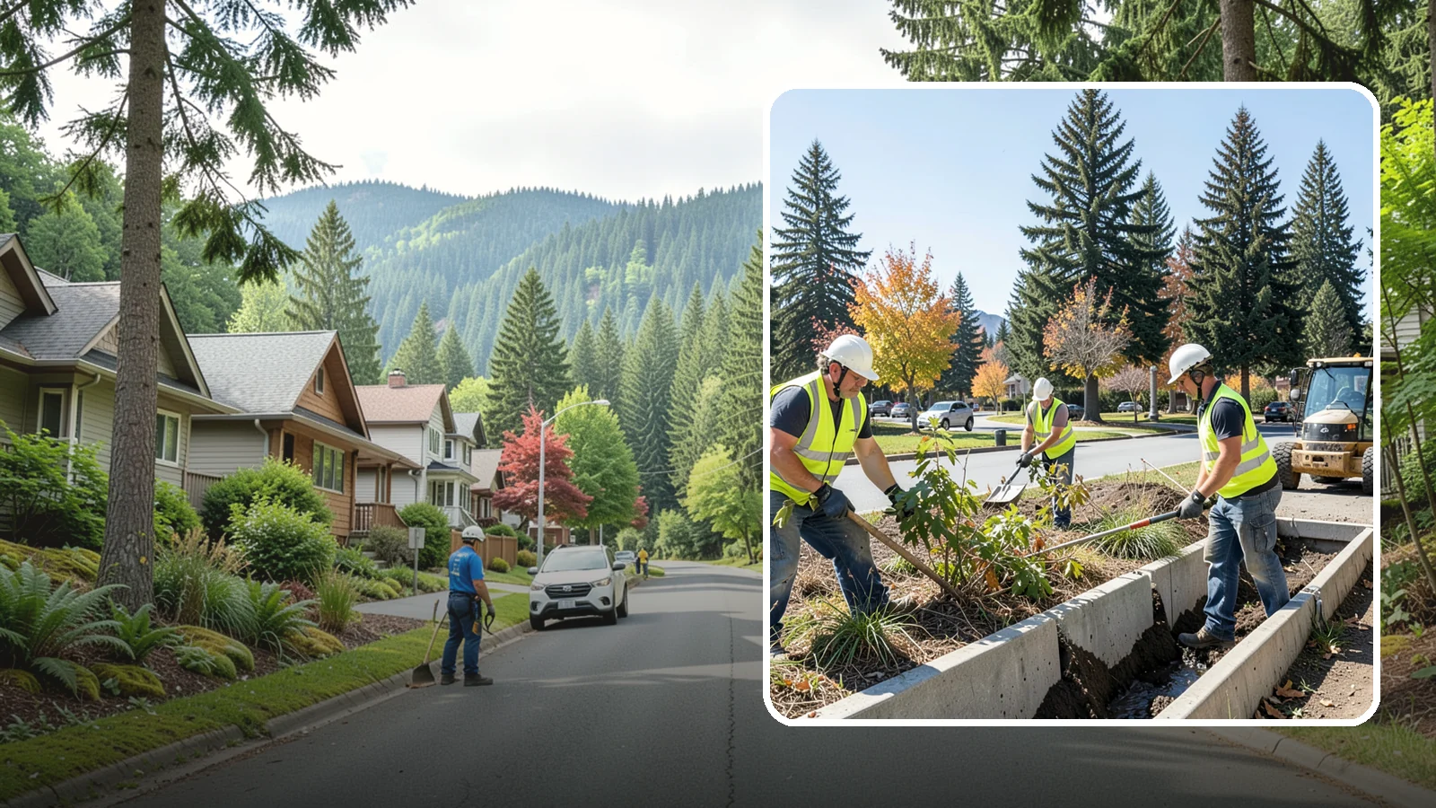 Bioswale Maintenance in Darrington, Snohomish County, WA - Vegetation and sediment management that keeps bioswales treating runoff as designed.