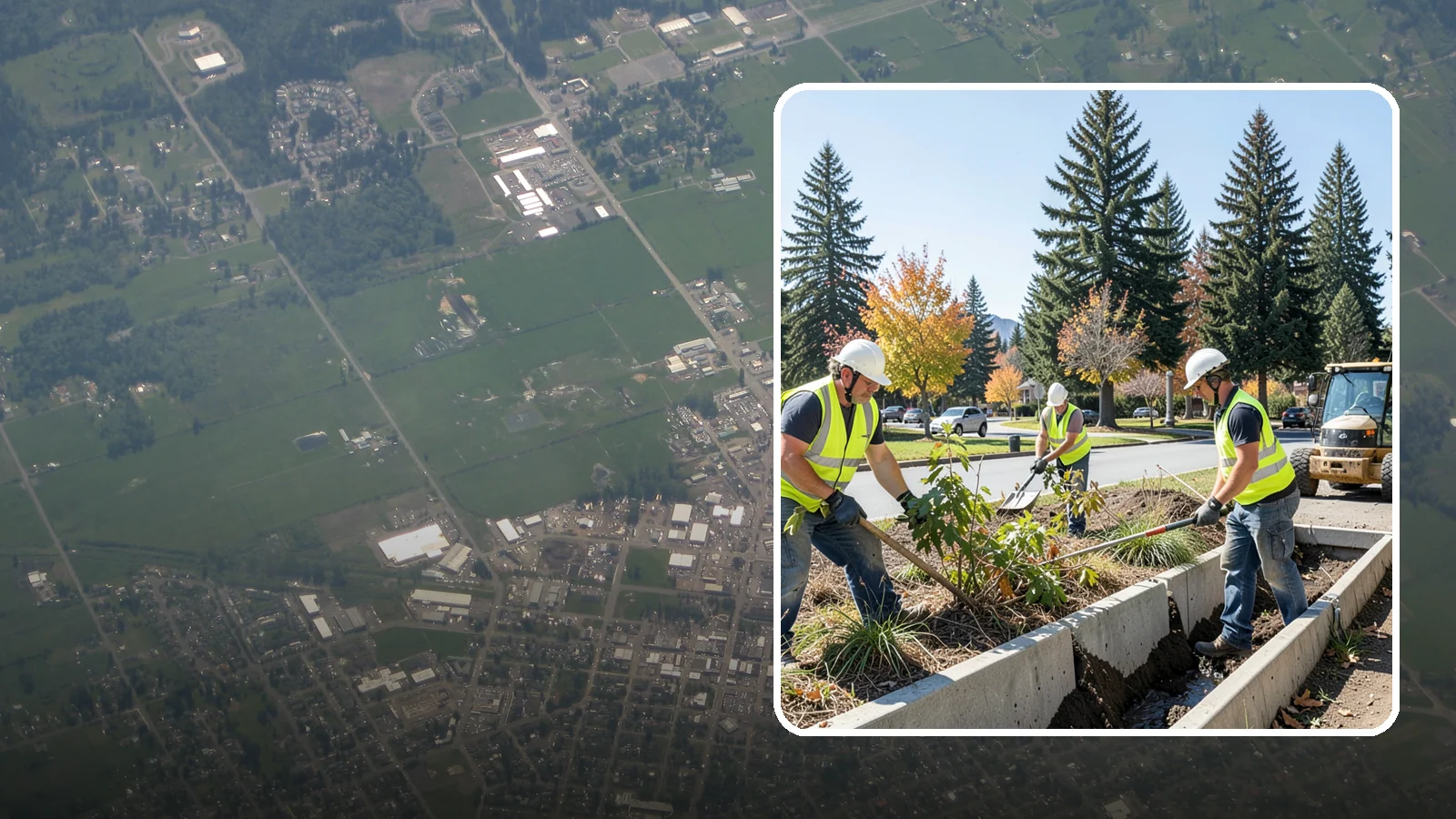Bioswale Maintenance in Enumclaw, King County, WA - Vegetation and sediment management that keeps bioswales treating runoff as designed.