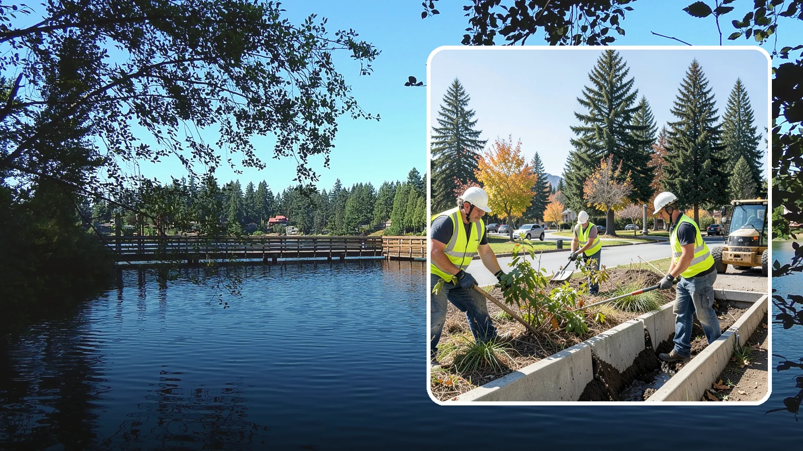 Bioswale Maintenance in Federal Way, King County, WA - Vegetation and sediment management that keeps bioswales treating runoff as designed.