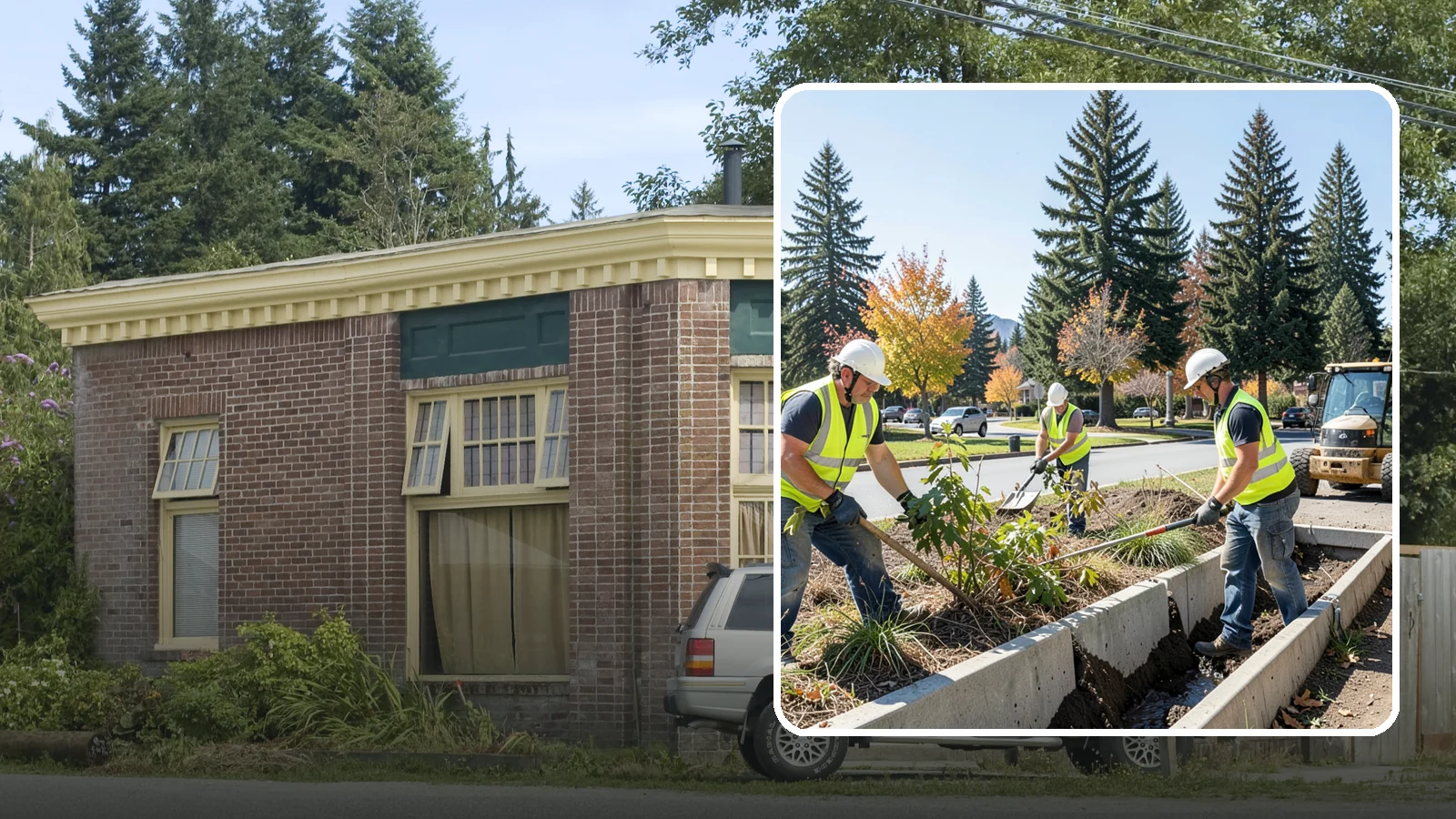 Bioswale Maintenance in Hamilton, Skagit County, WA - Vegetation and sediment management that keeps bioswales treating runoff as designed.