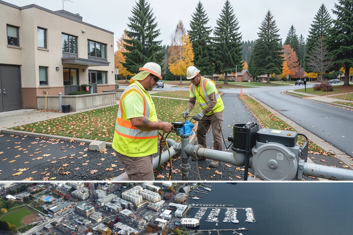 Bioswale Maintenance in Kirkland, King County, WA - Major vegetation work is best done in late spring and summer, while inspections continue through the wet season to catch flow...
