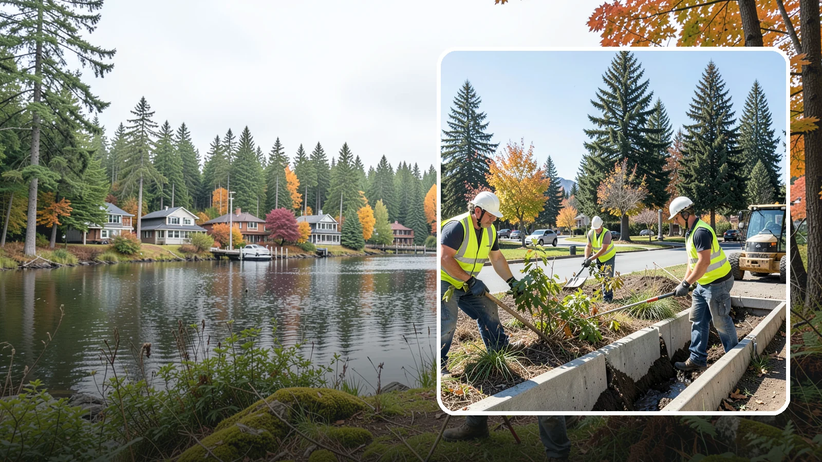 Bioswale Maintenance in La Conner, Skagit County, WA - Vegetation and sediment management that keeps bioswales treating runoff as designed.