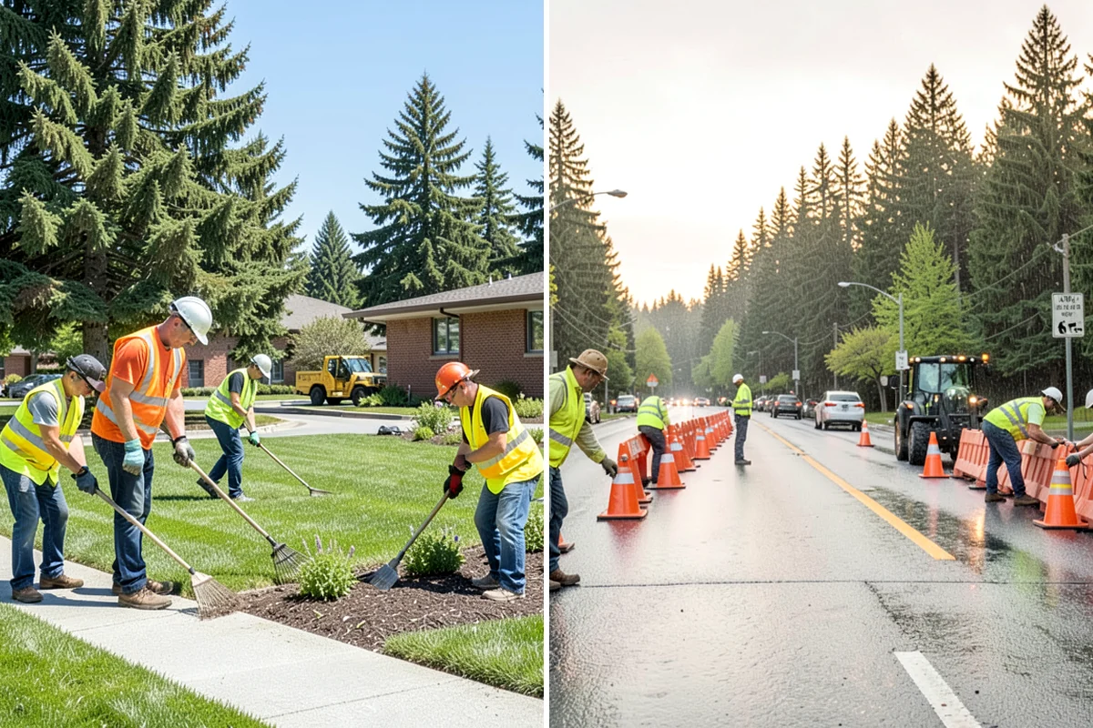 Bioswale Maintenance in Lake Forest Park, King County, WA - Inspect vegetation health, sediment, and flow paths
