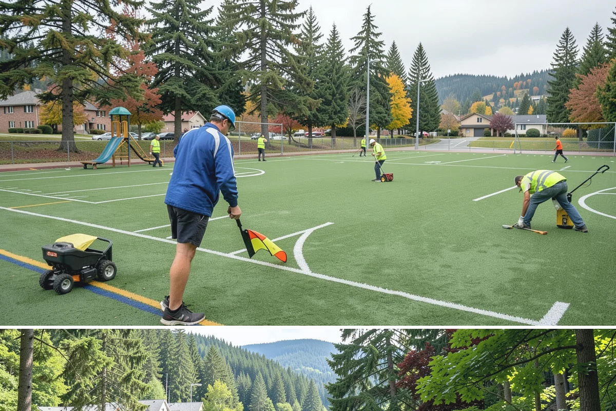 Bioswale Maintenance in Lake Forest Park, King County, WA - Major vegetation work is best done in late spring and summer, while inspections continue through the wet season to catch flow...