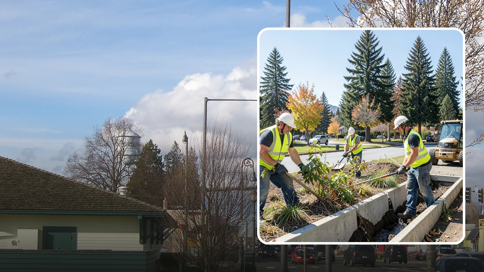Bioswale Maintenance in Marysville, Snohomish County, WA - Vegetation and sediment management that keeps bioswales treating runoff as designed.