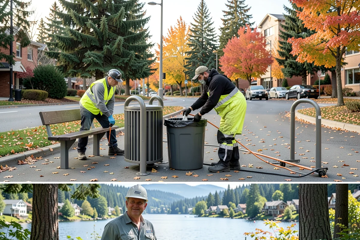 Bioswale Maintenance in Milton, King County, WA - Major vegetation work is best done in late spring and summer, while inspections continue through the wet season to catch flow...