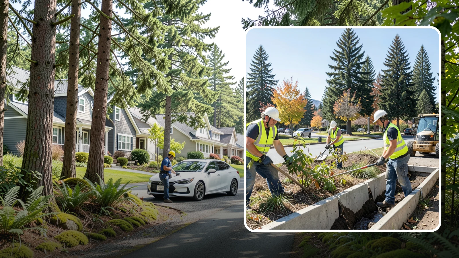 Bioswale Maintenance in Normandy Park, King County, WA - Vegetation and sediment management that keeps bioswales treating runoff as designed.