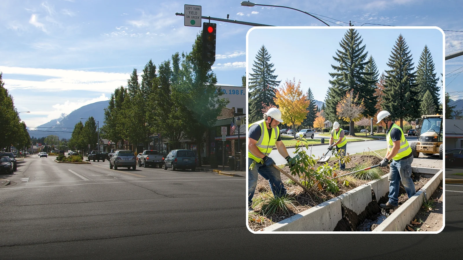Bioswale Maintenance in North Bend, King County, WA - Vegetation and sediment management that keeps bioswales treating runoff as designed.