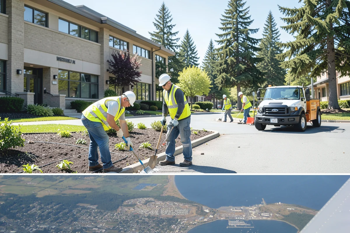 Bioswale Maintenance in Oak Harbor, Island County, WA - Major vegetation work is best done in late spring and summer, while inspections continue through the wet season to catch flow...