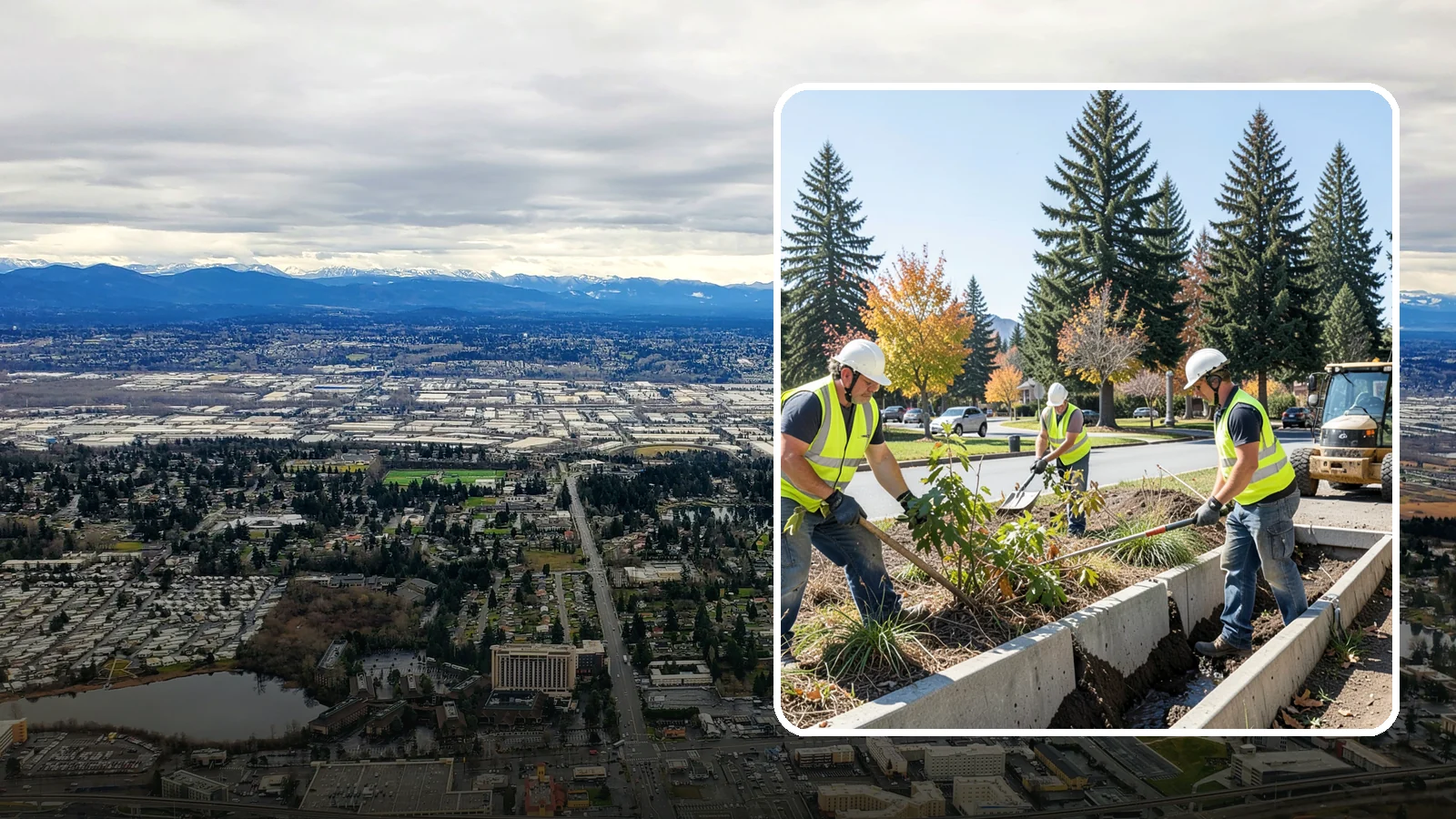 Bioswale Maintenance in SeaTac, King County, WA - Vegetation and sediment management that keeps bioswales treating runoff as designed.