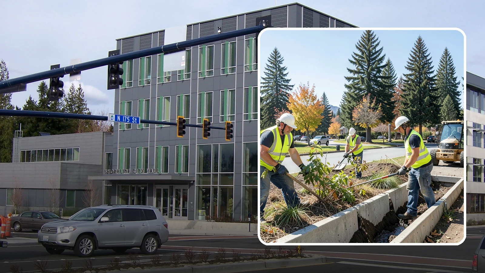 Bioswale Maintenance in Shoreline, King County, WA - Vegetation and sediment management that keeps bioswales treating runoff as designed.