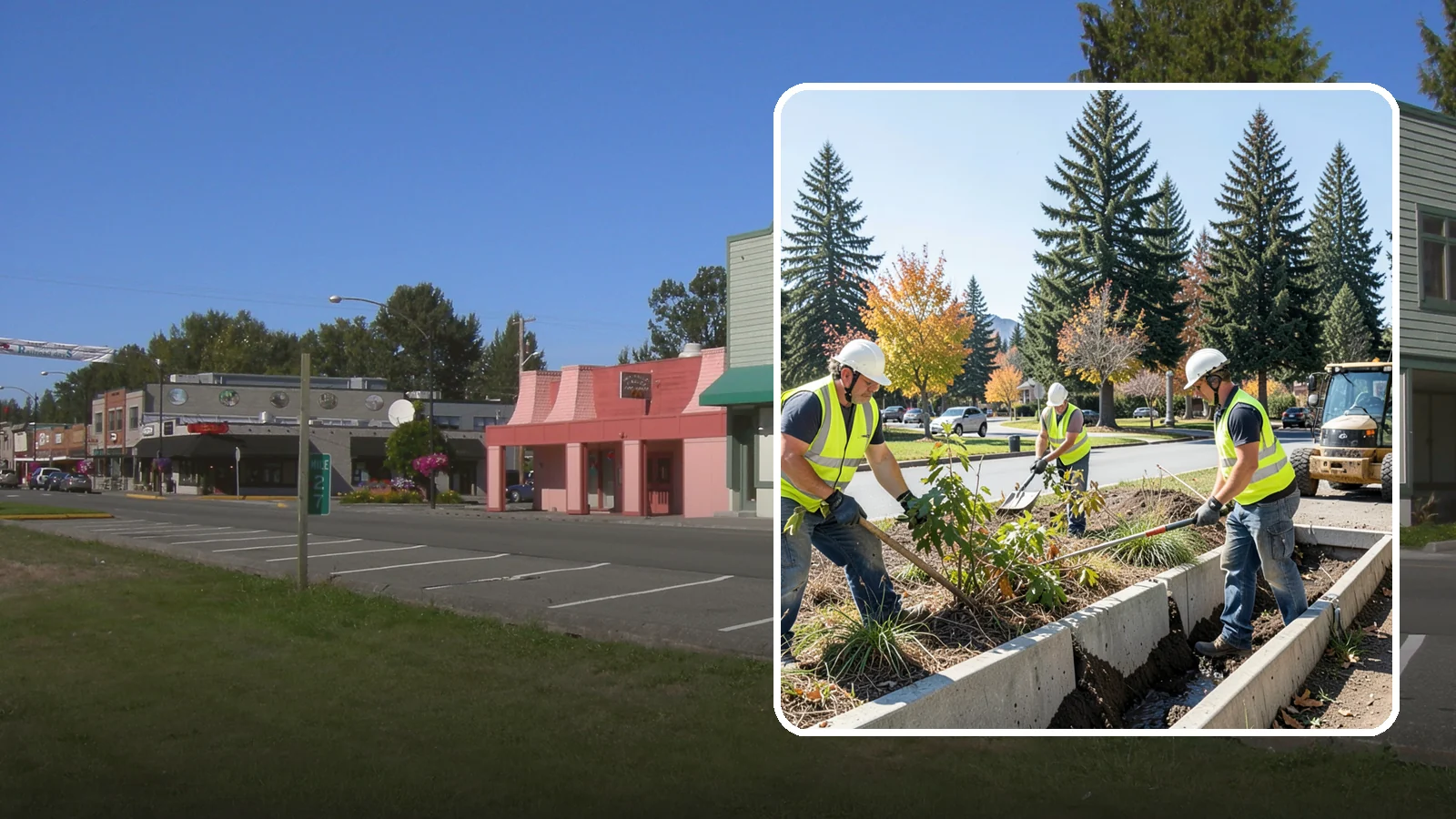Bioswale Maintenance in Snoqualmie, King County, WA - Vegetation and sediment management that keeps bioswales treating runoff as designed.