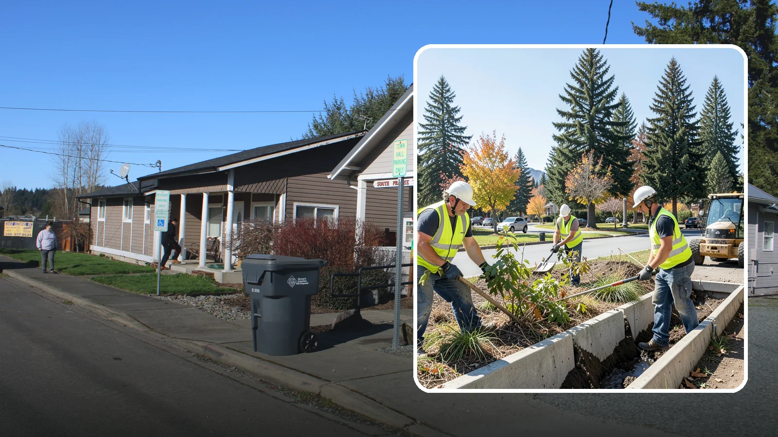 Bioswale Maintenance in South Prairie, Pierce County, WA - Vegetation and sediment management that keeps bioswales treating runoff as designed.