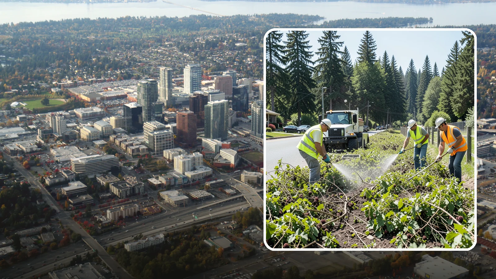 Blackberry Removal in Bellevue, King County, WA - Combined mechanical and chemical removal of Himalayan blackberry reclaiming public parcels, trails, and fence lines.