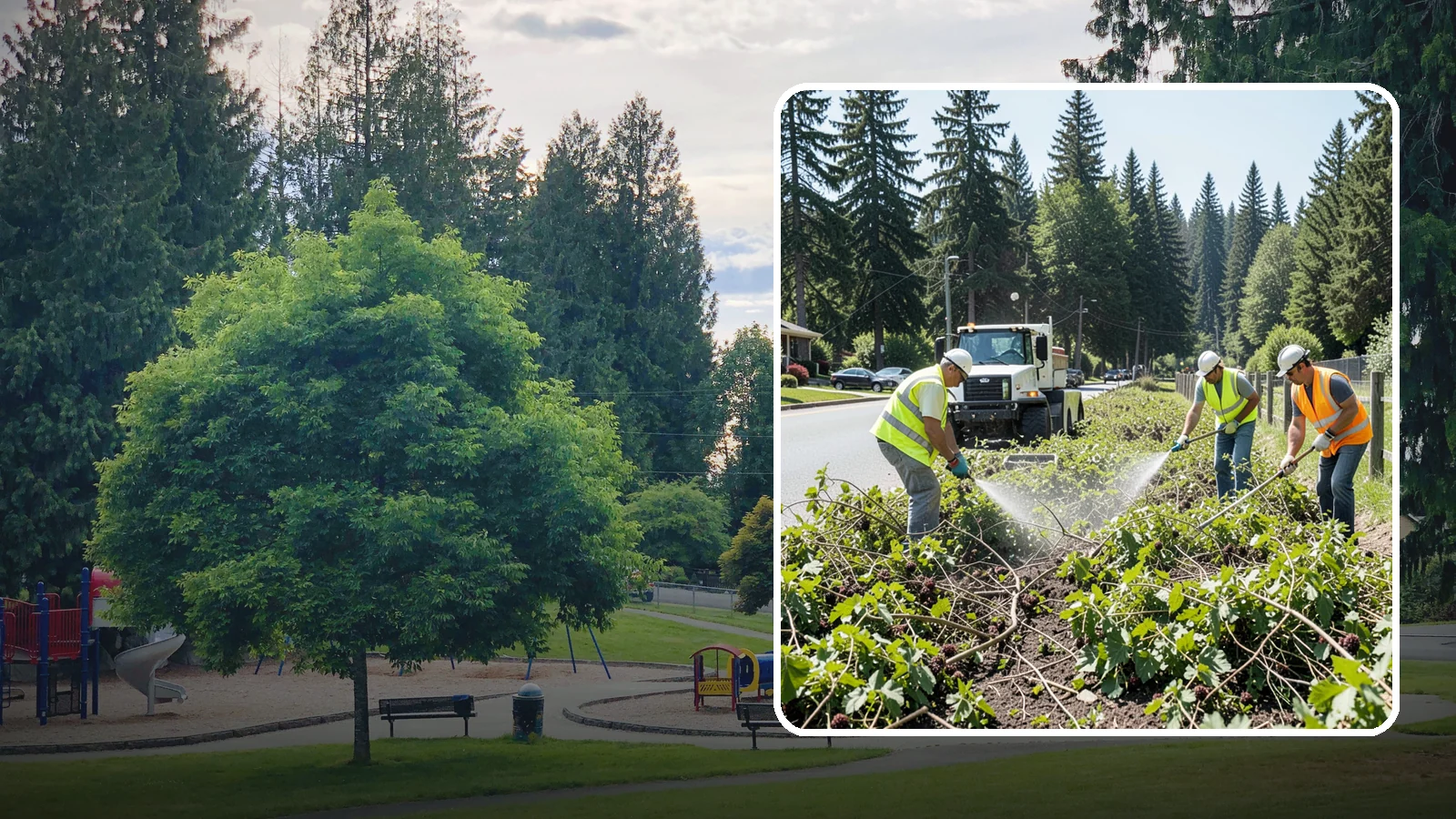 Blackberry Removal in Bonney Lake, Pierce County, WA - Combined mechanical and chemical removal of Himalayan blackberry reclaiming public parcels, trails, and fence lines.