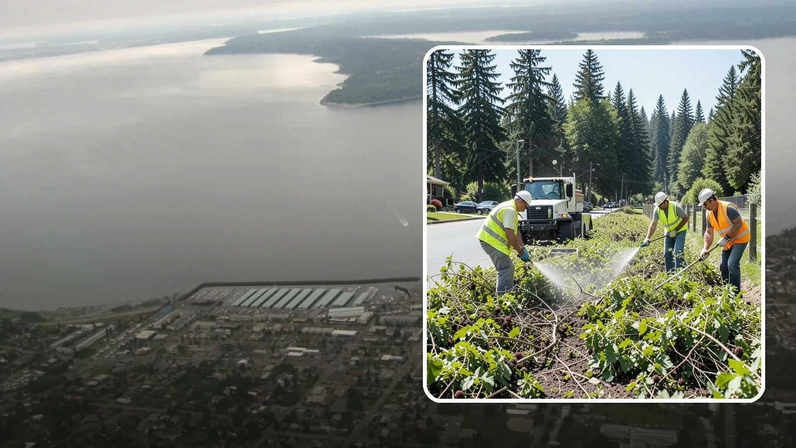 Blackberry Removal in Des Moines, King County, WA - Combined mechanical and chemical removal of Himalayan blackberry reclaiming public parcels, trails, and fence lines.