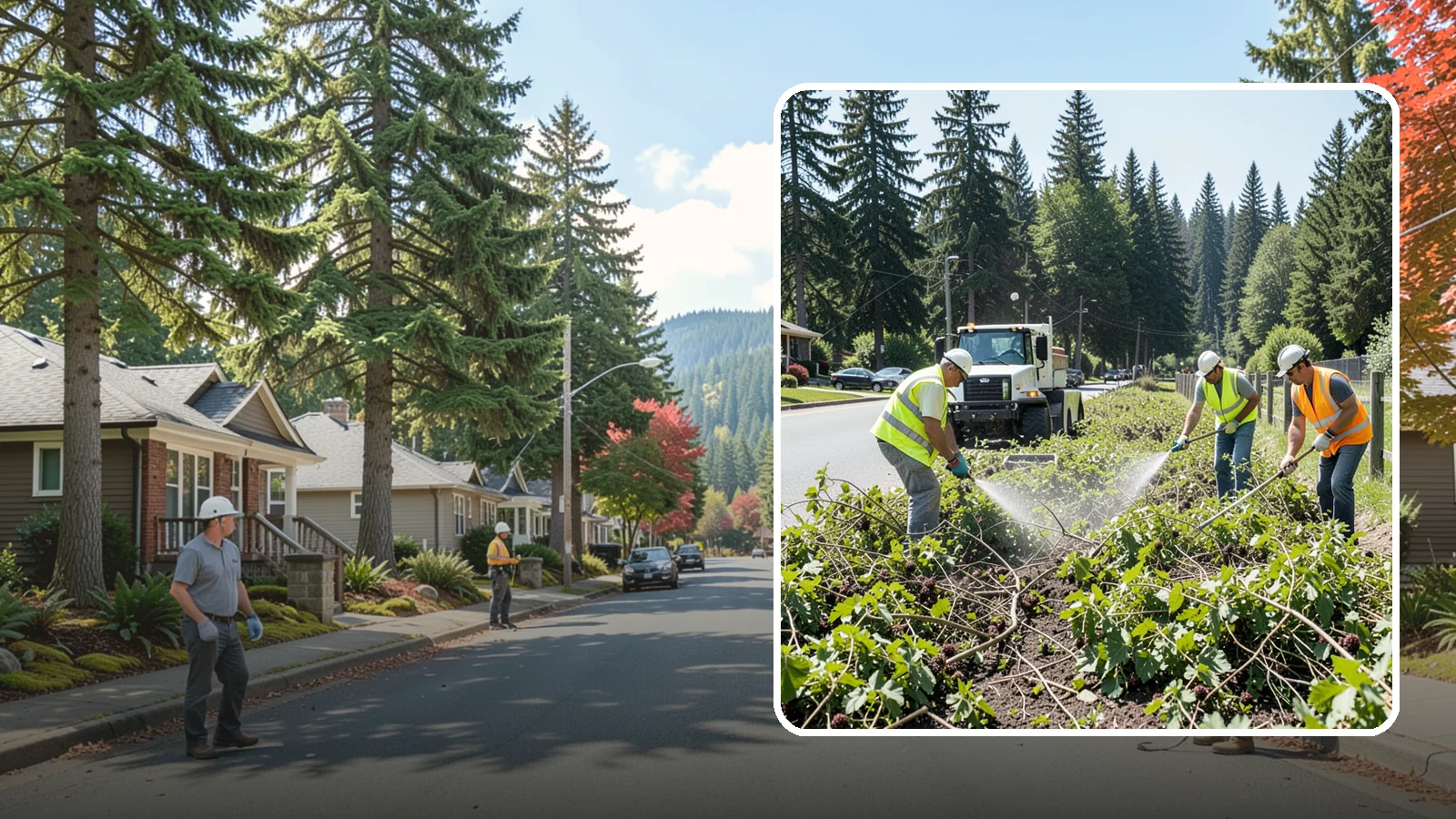Blackberry Removal in Hunts Point, King County, WA - Combined mechanical and chemical removal of Himalayan blackberry reclaiming public parcels, trails, and fence lines.
