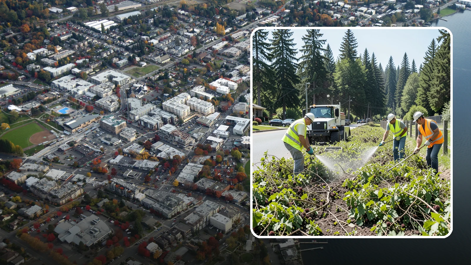 Blackberry Removal in Kirkland, King County, WA - Combined mechanical and chemical removal of Himalayan blackberry reclaiming public parcels, trails, and fence lines.