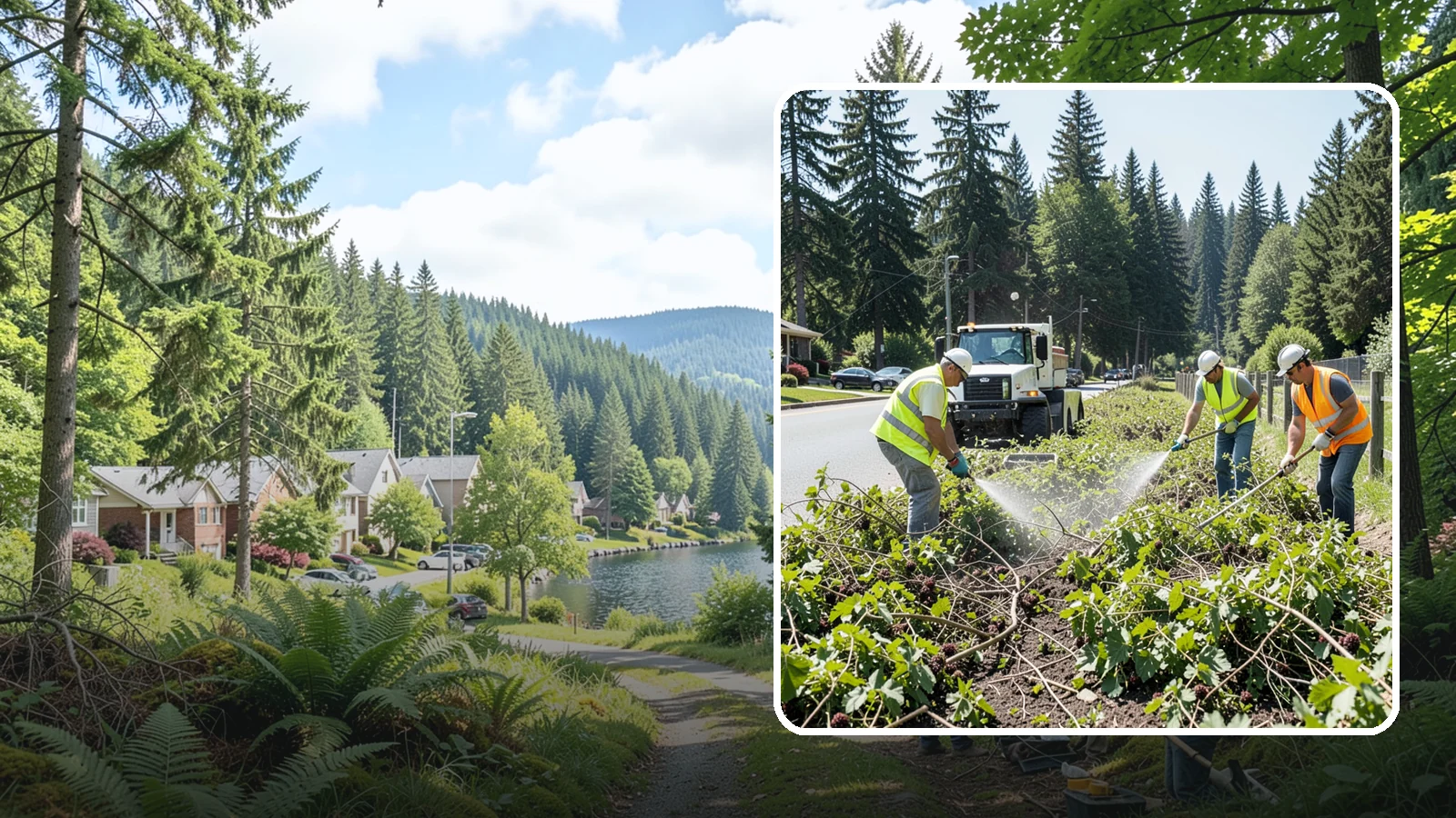 Blackberry Removal in Lake Forest Park, King County, WA - Combined mechanical and chemical removal of Himalayan blackberry reclaiming public parcels, trails, and fence lines.