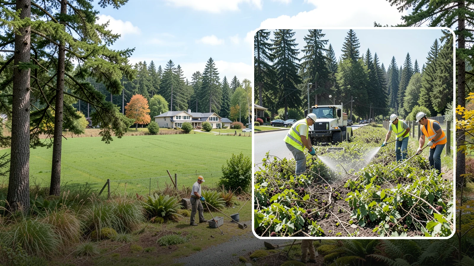 Blackberry Removal in Lyman, Skagit County, WA - Combined mechanical and chemical removal of Himalayan blackberry reclaiming public parcels, trails, and fence lines.