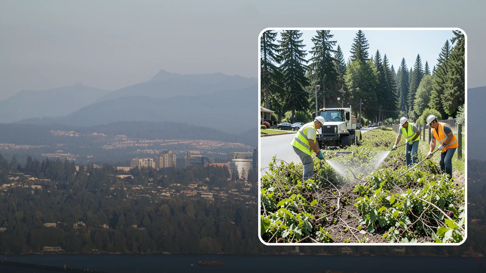 Blackberry Removal in Medina, King County, WA - Combined mechanical and chemical removal of Himalayan blackberry reclaiming public parcels, trails, and fence lines.