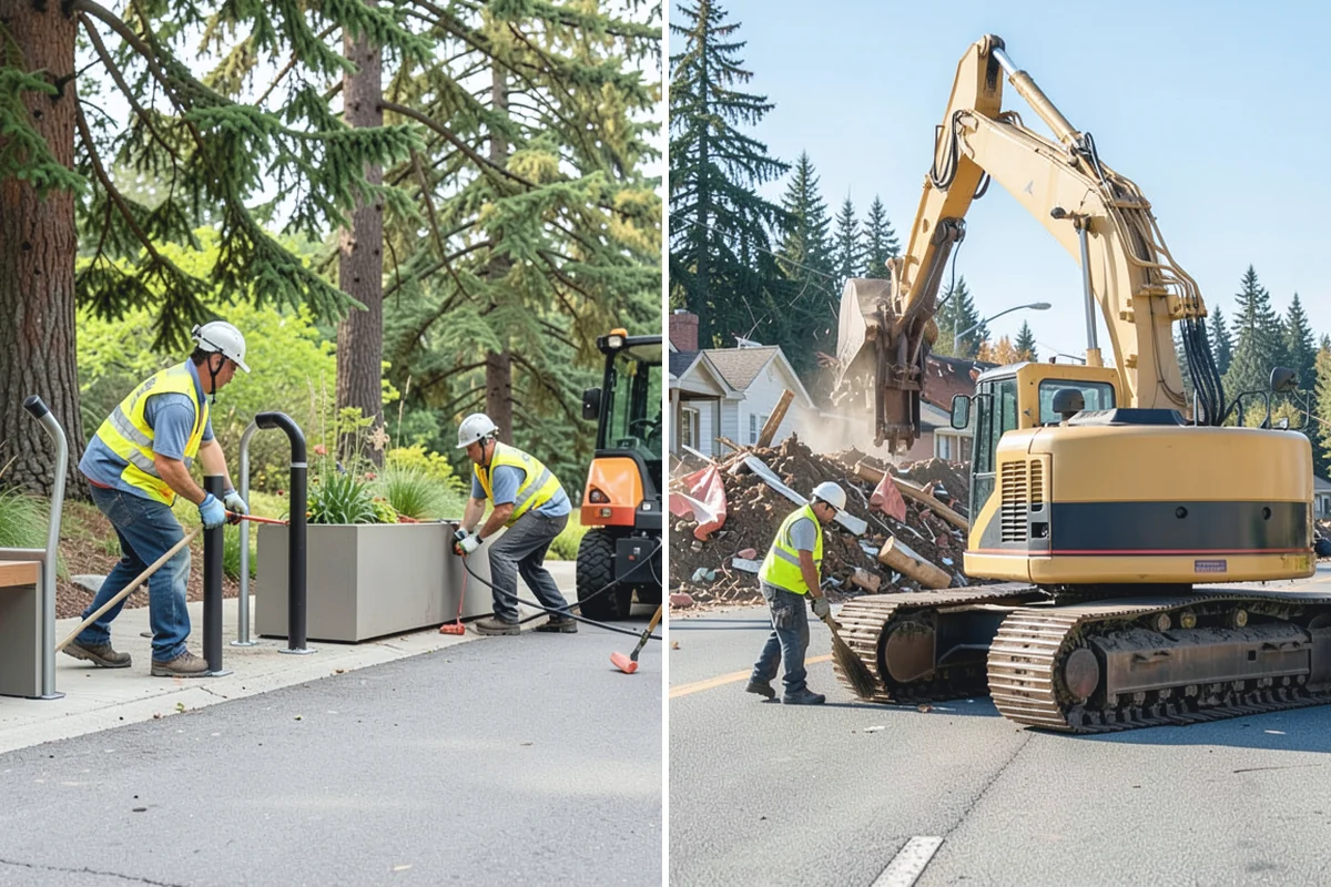 Blackberry Removal in Medina, King County, WA - Cut and remove cane mass to expose crowns and ground