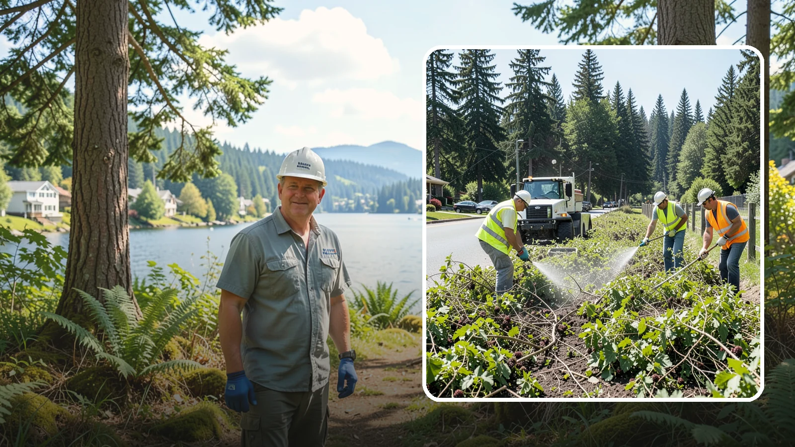 Blackberry Removal in Milton, King County, WA - Combined mechanical and chemical removal of Himalayan blackberry reclaiming public parcels, trails, and fence lines.