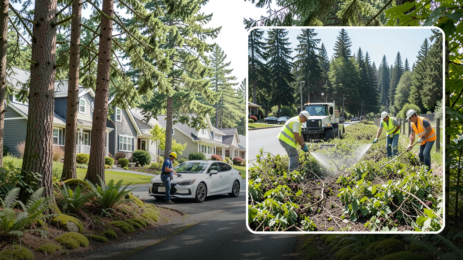 Blackberry Removal in Normandy Park, King County, WA - Combined mechanical and chemical removal of Himalayan blackberry reclaiming public parcels, trails, and fence lines.