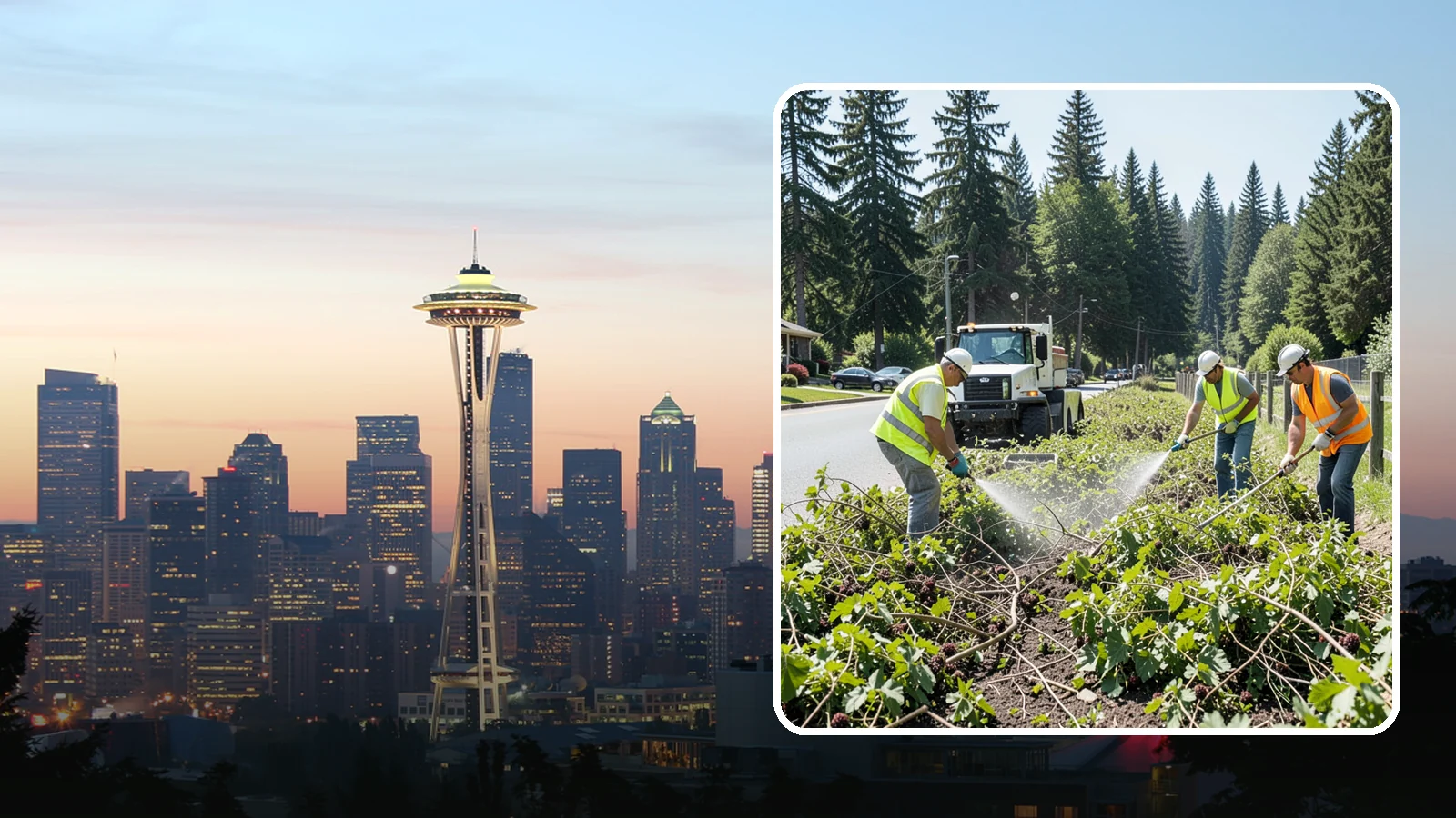 Blackberry Removal in Seattle, King County, WA - Combined mechanical and chemical removal of Himalayan blackberry reclaiming public parcels, trails, and fence lines.