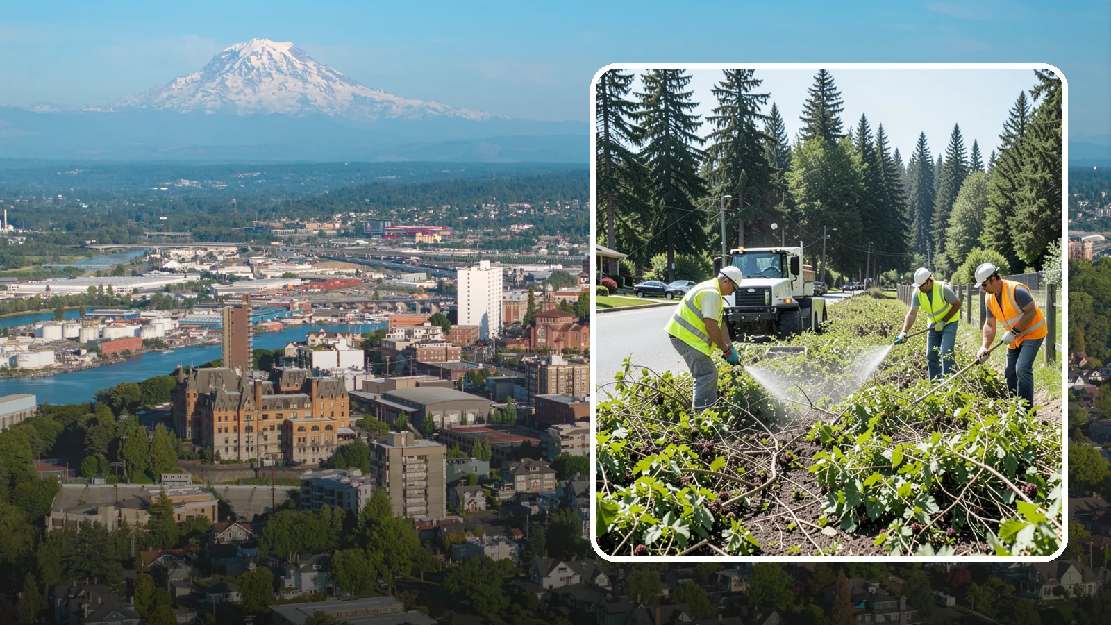 Blackberry Removal in Tacoma, Pierce County, WA - Combined mechanical and chemical removal of Himalayan blackberry reclaiming public parcels, trails, and fence lines.