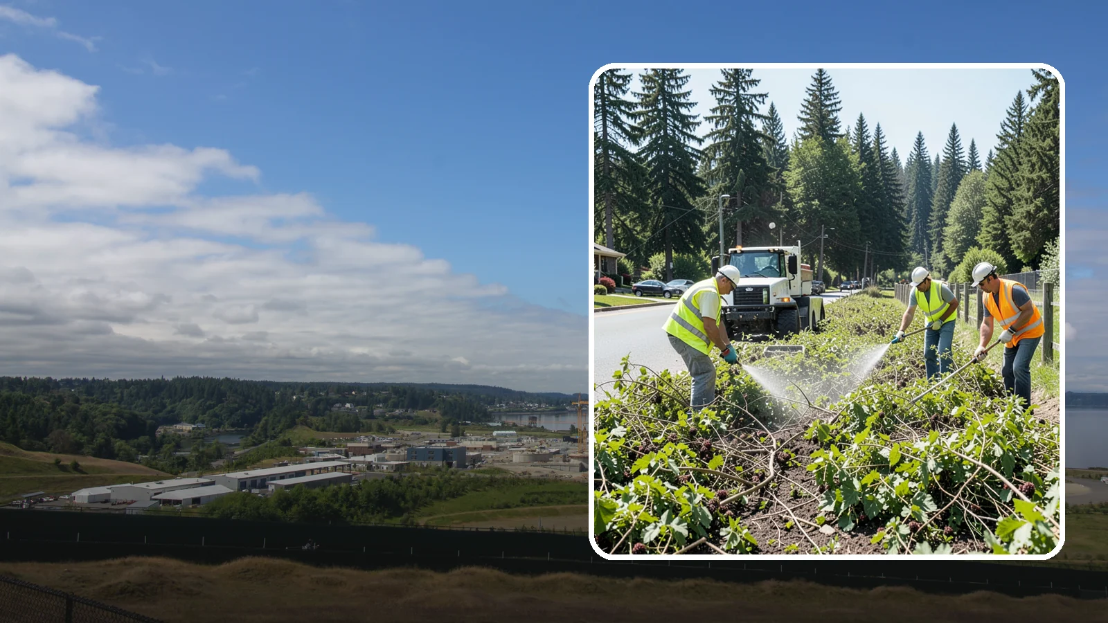 Blackberry Removal in University Place, Pierce County, WA - Combined mechanical and chemical removal of Himalayan blackberry reclaiming public parcels, trails, and fence lines.