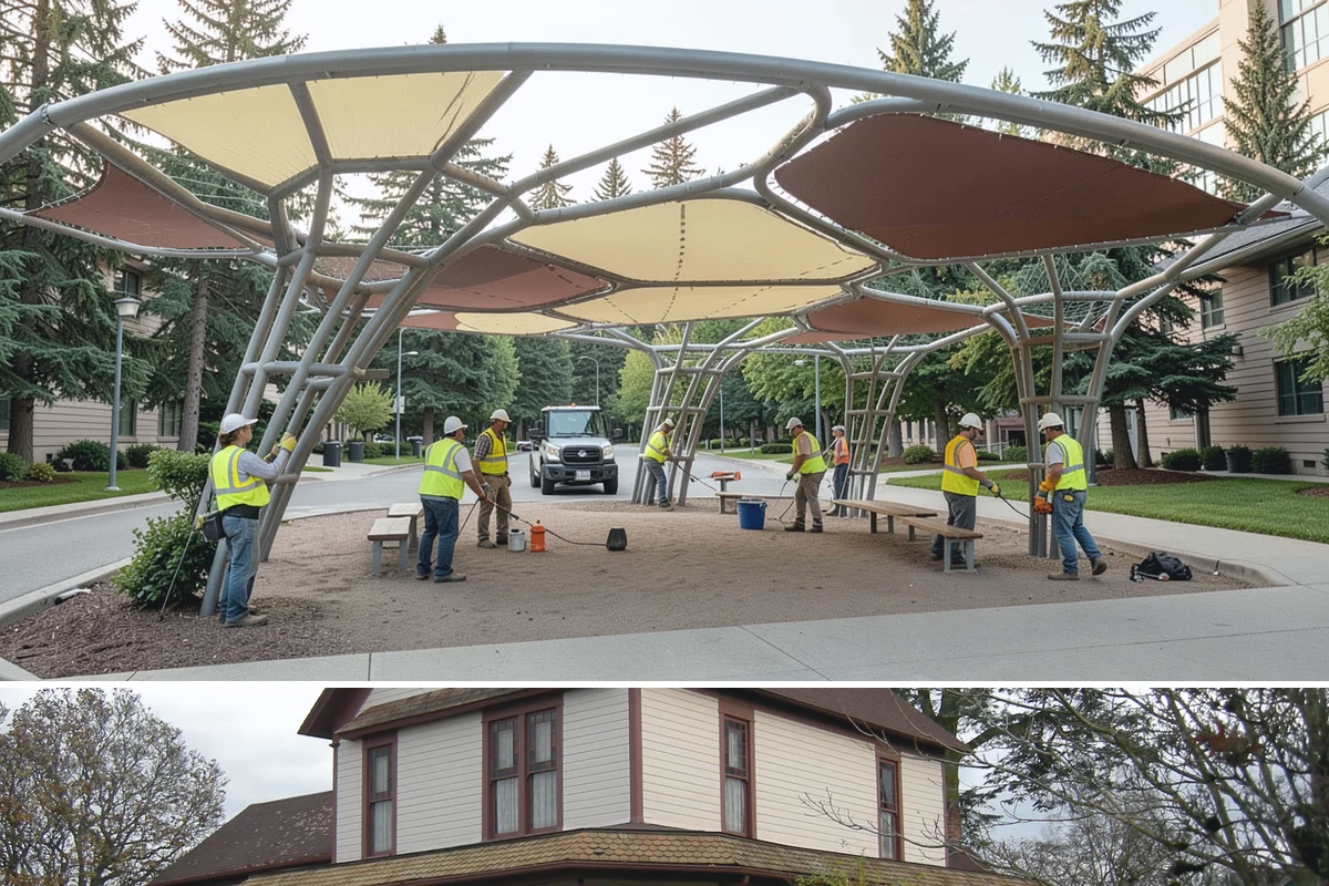 Bleacher Cleaning in Sumner, Pierce County, WA - Cleaning is best before spring and summer sports seasons and after heavy-use events or fall leaf drop.