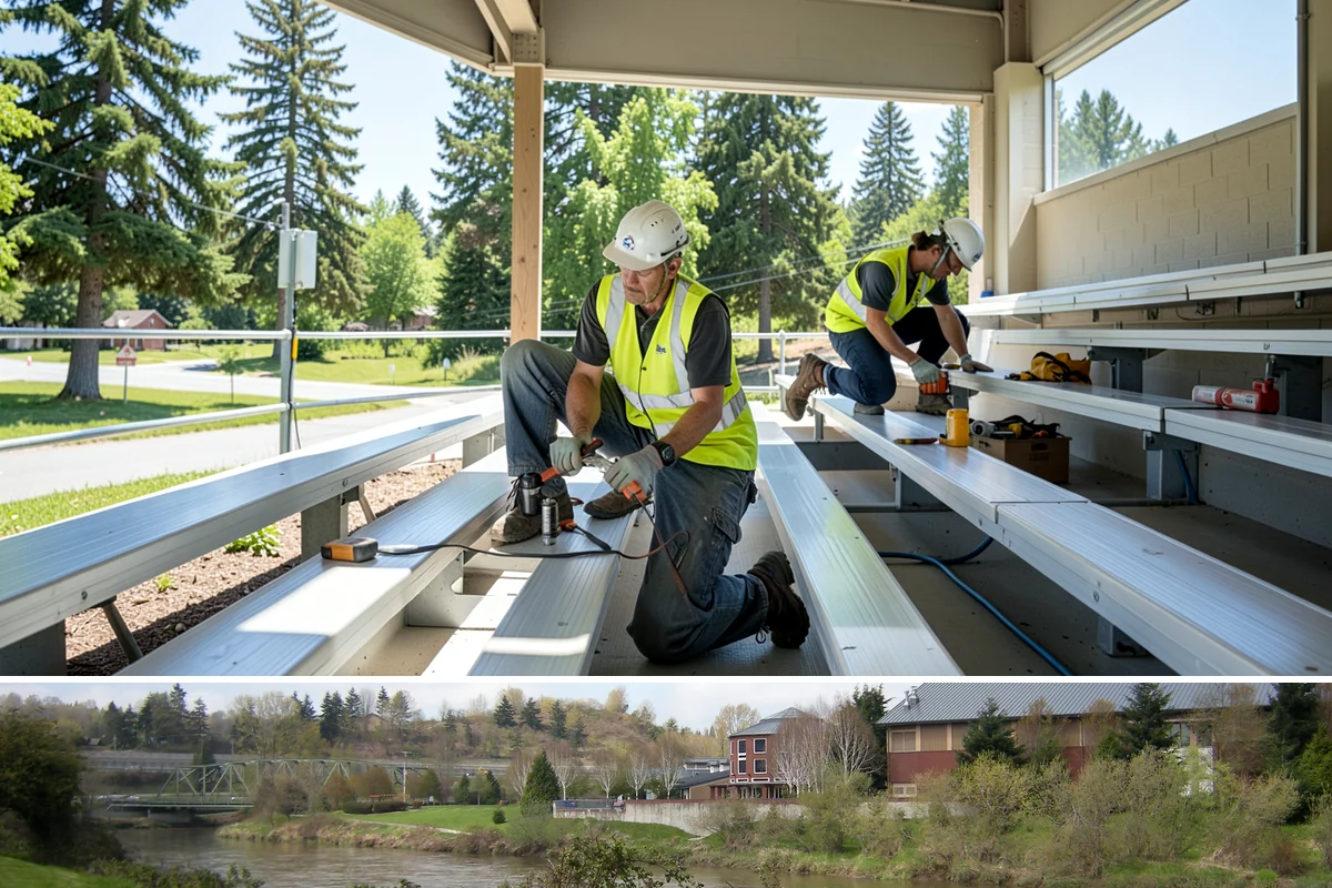 Bleacher Cleaning in Tukwila, King County, WA - Cleaning is best before spring and summer sports seasons and after heavy-use events or fall leaf drop.