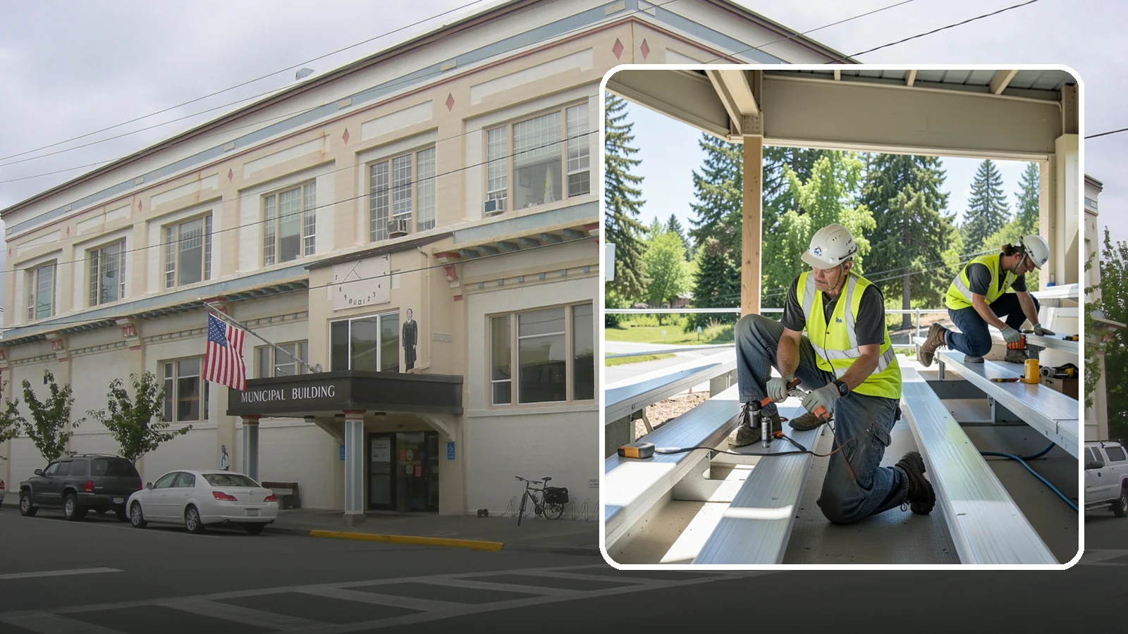 Bleacher Repairs in Anacortes, Skagit County, WA - Repair of damaged bleacher components to keep public spectator seating safe and code-compliant.