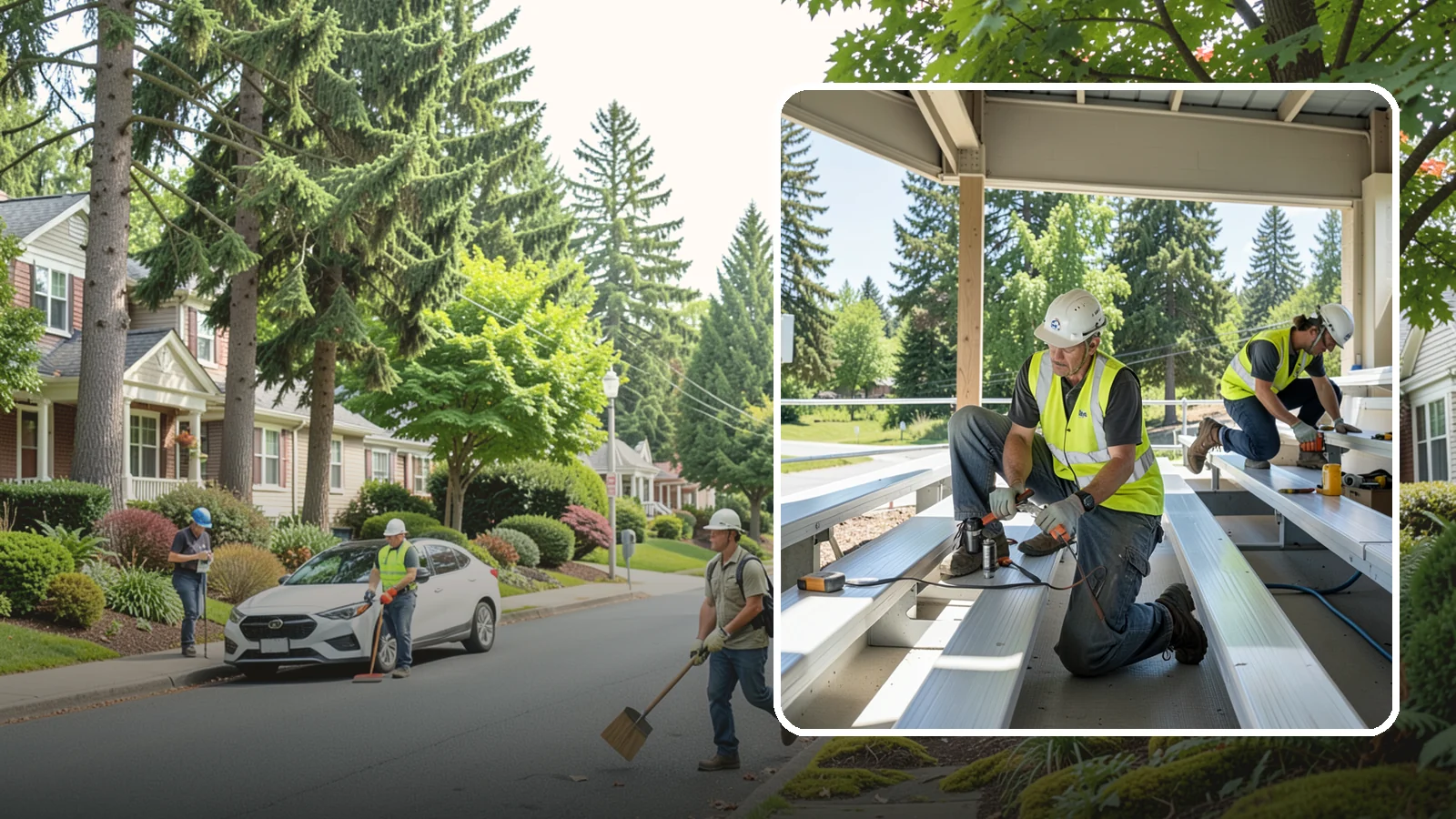 Bleacher Repairs in Beaux Arts Village, King County, WA - Repair of damaged bleacher components to keep public spectator seating safe and code-compliant.